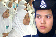 police women and headscarves and school girls wearing headscarves