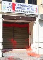 penang dap headquaters splash by red paint 140811 5