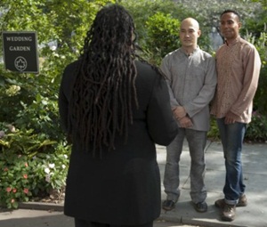 Reverend Ouyang Wen Feng and his partner Phineas Newborn III married in Manhattan's Wedding Garden 1