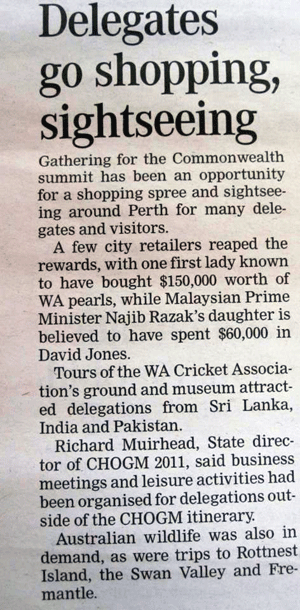 west australian najib razak perth daugter chogm 311011
