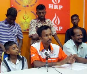 HRP setapak police brutality victims w S Thiagarajan HRP CEC (in orange)