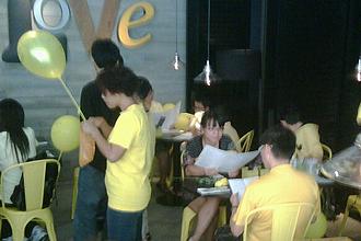 killthebill lrt new year wish yellow protest 311211 in klcc restaurant