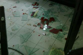 smm protest in sultan idris university 010112 broken glass door