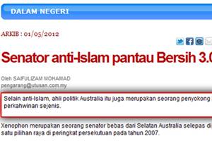 Utusan article on Xenophon