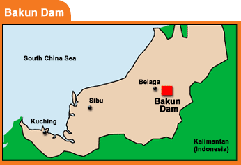 bakun dam location map