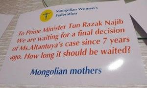 placard mongolian women delegation to KL, pc on altantuya