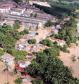 johor flood 211206 aerial view of flood area