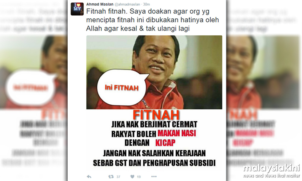 Ahmad Maslan nafi suruh makan nasi lauk kicap