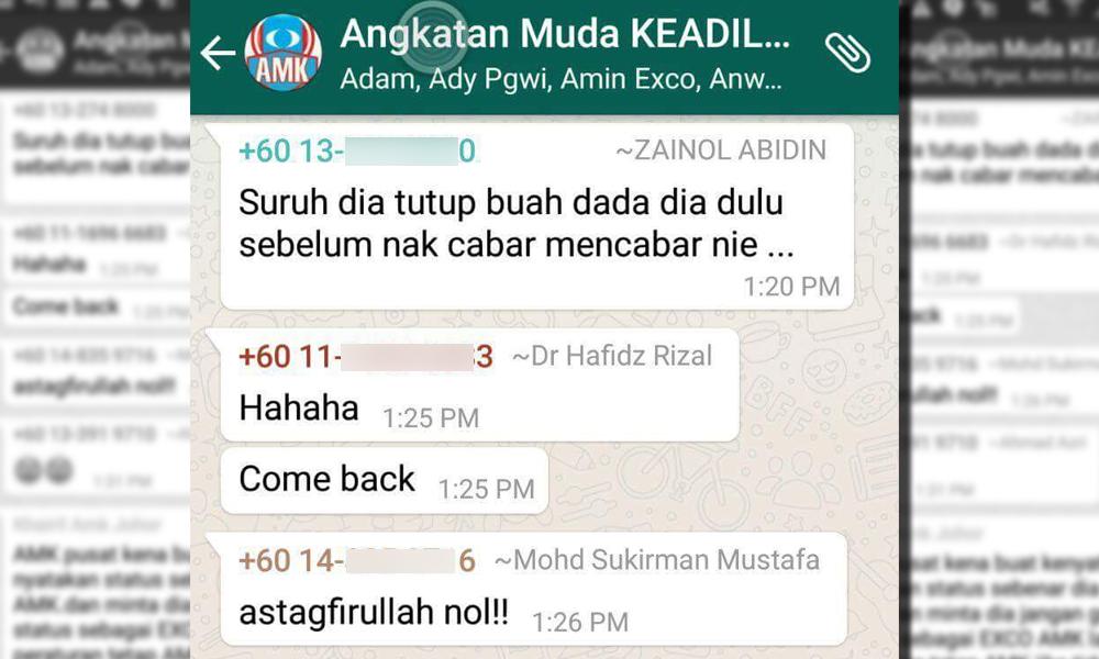 ‘Tutup buah dada sebelum mencabar’ - AMK kecoh di Whatsapp