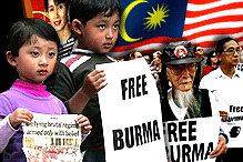 burma free burma protest and malaysia myanmar 280907