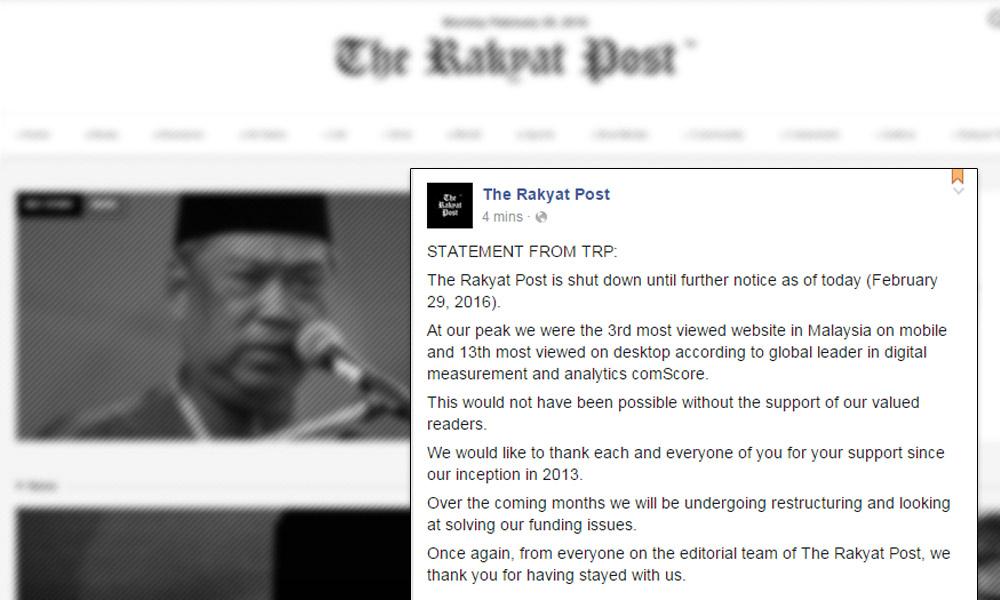 Rakyat Post ceases operations effective today
