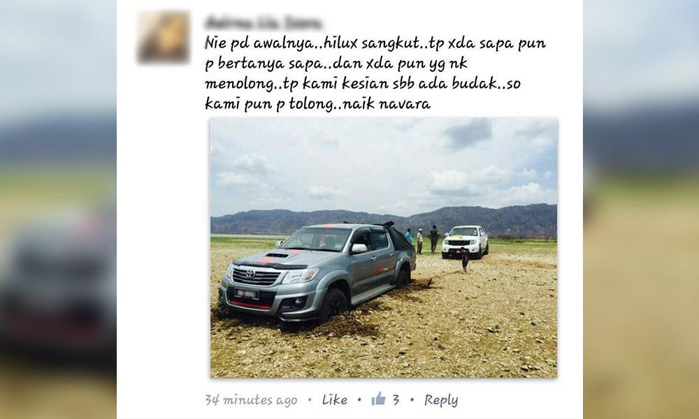 Wanita jelaskan cerita kenderaan 'tersangkut'